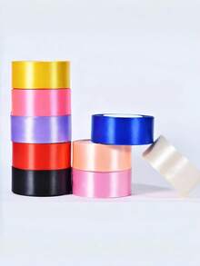 3pcs/Pack, 22m Long 4cm Wide Satin Ribbon, ForHoliday Gifts, Wedding Decor, DIY Crafts, Bows,Headbands, Back To School Valentine Day - Multicolor - View 5