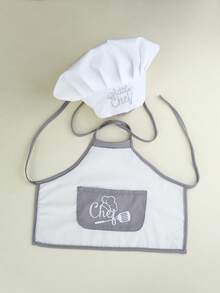 SHEIN Newborn Photography Outfits Baby Boy White Chef Hat And Apron Set Infant Photoshoot Props 1 Month And 100 Days Baby Photo Props Fall Winter - Multicolor - View 8