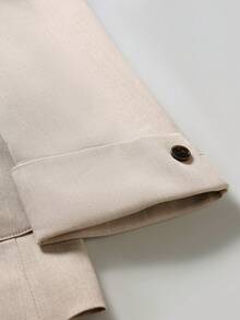 Manfinity Mode Men's Single-Breasted Notch Lapel Long Sleeve Jacket And Pants Casual Commuter Suit Set - Khaki - View 6