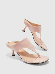 CUCCOO BIZCHIC Summer Pink Pointed Thin Heel Slippers Simple And Elegant Fashion Versatile Commuter Solid Color Women's High Heel Sandals - Dusty Pink - View 10