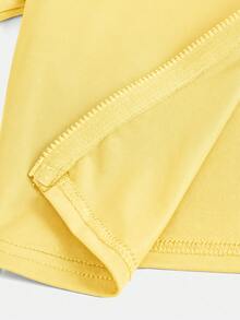 SHEIN Girlism NovaGlow 青少女運動休閒日常針織素色開襟外套與喇叭褲套裝 - 黃色 - 查看 8