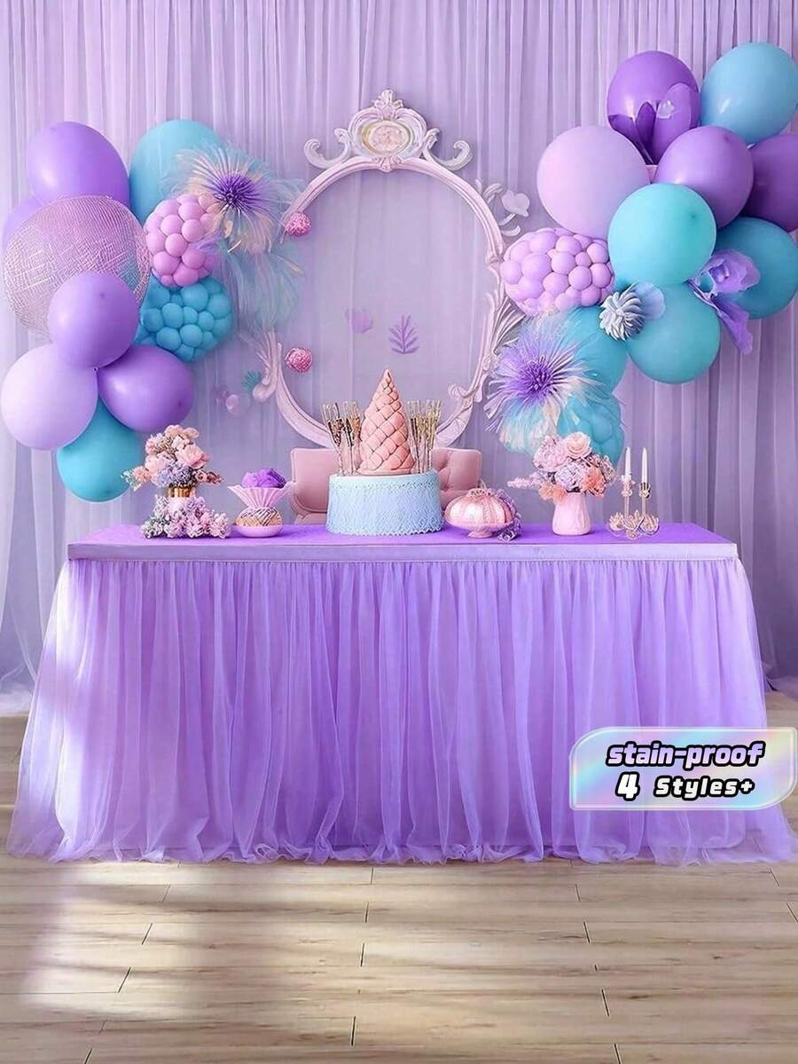1PC Simple Solid Light Purple Tablecloth, Rectangular Wrinkle-Resistant Stain-Proof Washable, Versatile For Valentine's, Wedding, Easter, St. Patrick's, Suitable For Various Table Sizes, Reusable For Dessert Shops, Cafes, Dining, And Party Decor - Mauve Purple - View 1