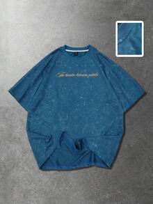 ROMWE MEN Street Life Men's Leopard Print Crew Neck Casual Short Sleeve T-Shirt - Blue - View 2