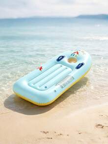 Inflatable Water Floating Bed Made Of Thickened PVC With Handles; Classic Simple Inflatable Pool Floats With Letter Prints In Yellow, Pink And Blue, Suitable As Floating Boards And Rafts For Outdoor Pools, Beaches And Water Parties - multicolor - View 6