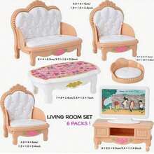 Set di mobili per casa delle bambole in scala 1:12, inclusi modelli in miniatura di soggiorno, cucina, camera da letto e bagno, giocattoli in plastica adatti per ragazze dai 3 agli 8 anni - serie di giochi di ruolo per la gestione della casa, cucina per bambole, bambola, giocattolo per bambole - Multicolore - Visualizzare 12
