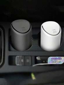 1pc Black/White Car Mini Trash Can, Car Silicone Garbage Can, Silent And Easy To Clean - Multicolor - View 1