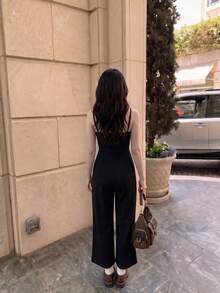 SHEIN MOD Plicated Detail Cami Jumpsuit - Black - View 2