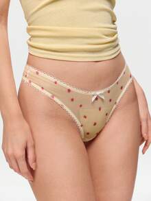 Bonmuse 5 Pack Women's Solid & Fruit, Leopard, Bow Decor Comfortable Thong Underwear - Multicolor - View 6