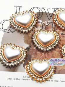 50Pcs 30Pcs 25mm Heart Shaped Crystal Stone Faux Pearl Decor Mix For Home Clothing DIY Jewelry Making Supplies Craft Beads Accessory - 25Mm heart - View 1