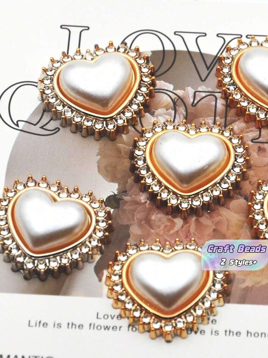 50Pcs 30Pcs 25mm Heart Shaped Crystal Stone Faux Pearl Decor Mix For Home Clothing DIY Jewelry Making Supplies Craft Beads Accessory - 25Mm heart - View 1
