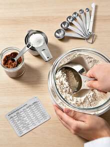 Haus Hana Stainless Steel Measuring Cup Set Of 16, Kitchen Seasoning Spoon, Coffee Spoon Set With Graduated Round Measuring Spoon Set, Baking Tool Set - Silver - View 1