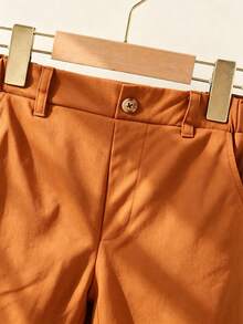 SHEIN Tween Boy Summer Casual Versatile Solid Color Shorts - Brown - View 4
