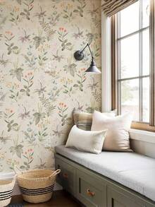 1 PC Waterproof Removable Self Adhesive Bubble Free Oil Moisture Scratch Resistant Easy Clean Floral Leaf Wallpaper Sticker For Bedroom Living Room Furniture Cabinet Desktop DIY Home Improvement Decor Housewarming Wedding Birthday Gift - multicolor - View 4