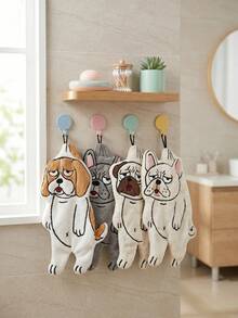 1pc/4pcs Bathroom Hand Towel, New Creative Dog Design Hand Towel, Can Be Hung In Bathroom, Kitchen, Dining Room And Other Furniture, Made Of Coral Fleece Absorbent Fabric, Suitable For Kitchen Cleaning, Approx. 40cm Long - Multicolor - View 8