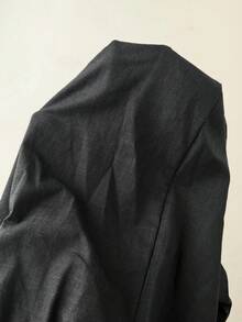 SHEIN PETITE 女款休閒純色基礎教師節風格黑色寬腿褲，純棉職場辦公夏季款 - 黑色 - 查看 9