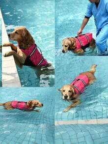 1pc Dog Life Jacket Reflective Adjustable Summer Large Dogs Swimwear Vest Surfing Sailboat Enhanced Buoyancy Pet Life Jacket Reflective Dog Life Jacket For Secure Water And Ocean Frolic - Multicolor - View 3