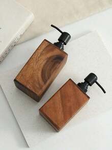 Leean Vintage Wooden Soap Dispenser, Solid Wood Outer Frame Bottle With Black Pump, 7 Oz/17 Oz Refillable Liquid Hand Soap Dispenser Bottle For Liquid Lotion, Bathroom Kitchen Dish Soap Dispensers - Rust Brown - View 7