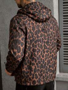 Manfinity Homme Men's Streetwear All-Over Leopard Print Hooded Jacket, Suitable For Daily Wear, Parties, Outdoor Activities, Commuting, Street Style, Vacation - Multicolor - View 3