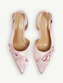 CUCCOO CHICEST Pink Satin Bow Wedge Sandals Women's Head Open-Toe Ankle Buckle Summer Commuter Shoes - Pink - View 1