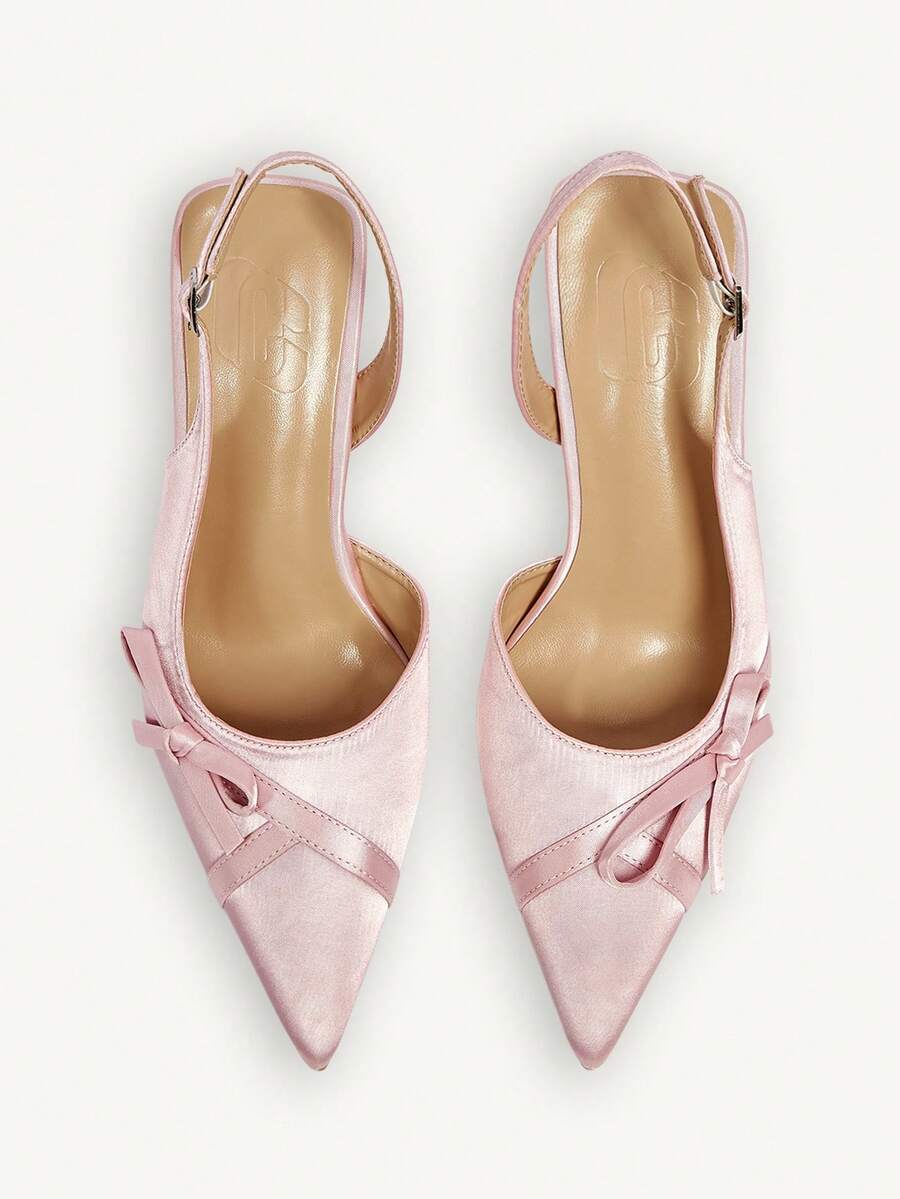 CUCCOO CHICEST Pink Satin Bow Wedge Sandals Women's Head Open-Toe Ankle Buckle Summer Commuter Shoes - Pink - View 1