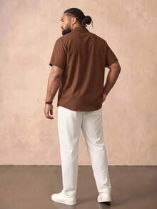 EASEVO Men's Plus Size Solid Color Short Sleeve Shirt And Pants Casual Set - Multicolor - View 3