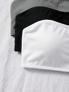 SHEIN Dozemod 童女青少年女孩簡約舒適加厚防滑抹胸平口上衣 3件組 - 彩色 - 查看 4