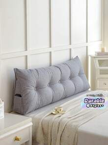 1pc Triangular Wedge Positioning Pillow, Large Headboard Backrest, Bed Back Cushion And Seat Cushion, Breathable Linen Fabric With Side Pockets, Suitable For Reading In Bed And On Sofas As Well As Lumbar Support - multicolor - View 1