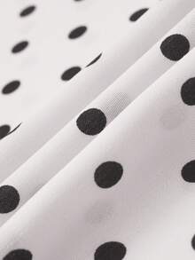 GlowEve CURVE Plus Size V-Neck Ruffle Sleeve Polka Dot Dress - White - View 6