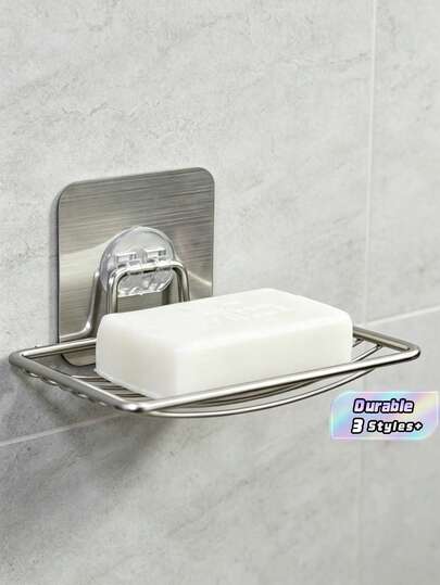 No Drill Wall Mount Soap Dish Drainage Design Soap Holder Hanging Bathroom Storage Rack For Shower Bathroom Organizer