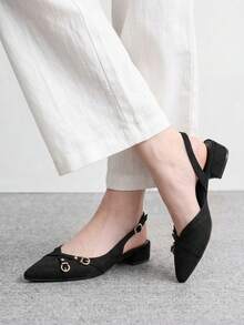 CUCCOO BIZCHIC Nuevo Diseño de Bailarinas Minimalistas de Punta Estilo Conmutador Elegantes, Adecuadas para Usar en Navidad y Primavera - Noche tranquila negra, - Ver 3