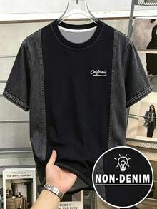 Resyla Men's T-Shirt, Summer Outdoor Top, Vintage Grey & Black Colorblock Graphic T-Shirt, Graphic Design, Daily Wear, Casual Versatile, Outdoor Style - Multicolor - View 4