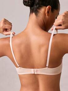 Veilyse Women's Solid Color Minimalist Underwire Push-Up Brafor Summerfor Summer - Apricot - View 2