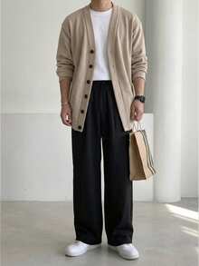 DAZY Men's Solid Black Commuter Pants For Autumn - Black - View 8