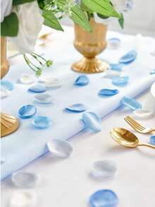 50 Pcs 100 Pcs Kelopak Bunga Sutra Campuran Biru Langit, Kelopak Mawar Buatan untuk Dekorasi Meja Tengah Pesta Pernikahan, Lamaran, dan Acara Bridal Shower. - Pencampuran warna biru langit - View 3