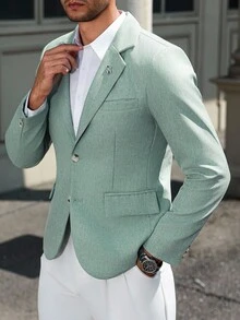 Manfinity Mode Men's Plus Size Fashion Commuter Blazer - Mint Green - View 3