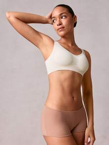 Veilyse Plus Size Seamless Racerback Bra, Adjustable Shoulder Straps, Lightweight Sports Brafor Summerfor Summer - Champagne - View 6