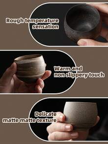 Cirelle 1pc Japanese Ceramic Teacup - Handcrafted Tea Cup Without Handle, Asian Retro Coarse Pottery Cup For Loose Leaf Tea, Macha, Sake & Kung Fu Tea Ceremony - Multicolor - View 10