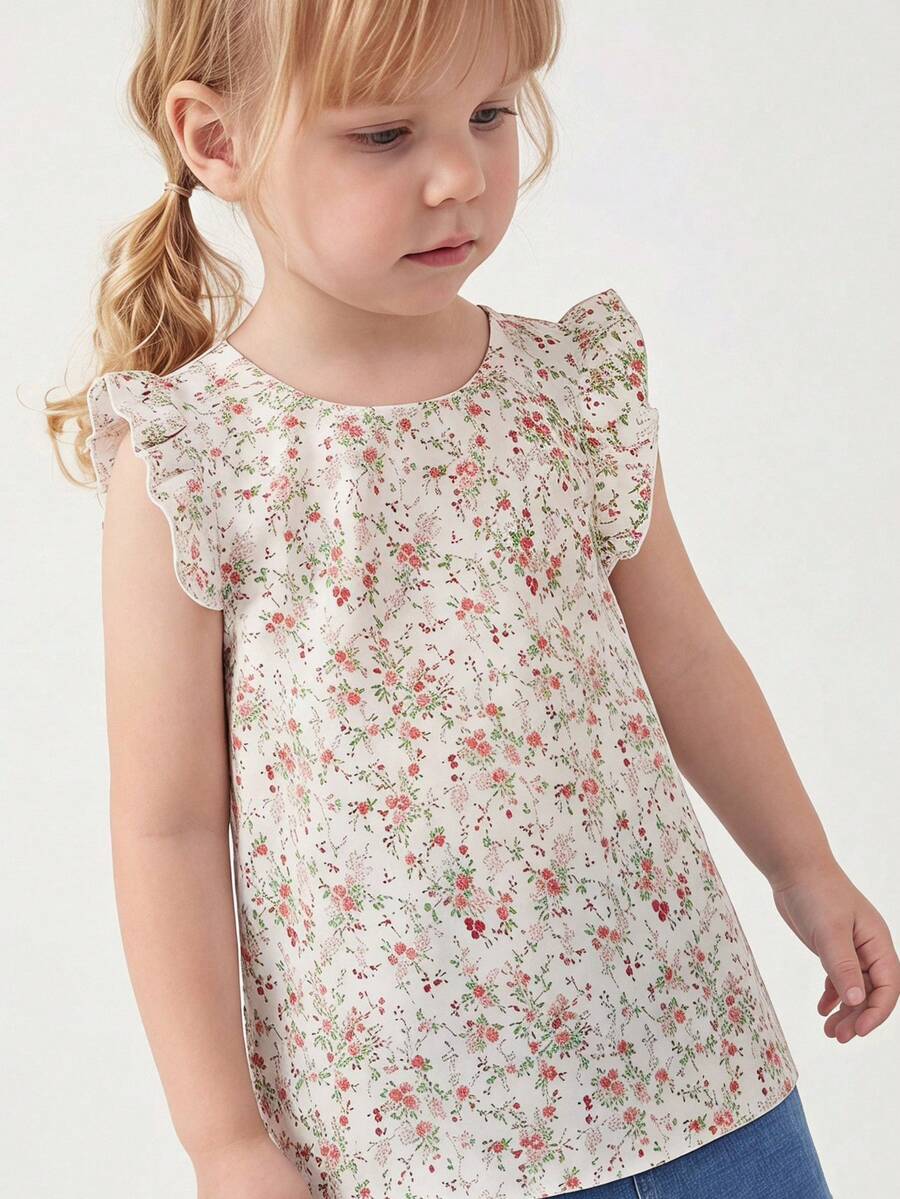Maija Kids Maija Kids 女孩荷葉邊小碎花花卉上衣 - 彩色 - 查看 1