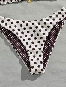 Sunnyshic Swim Mod Women's Sweet Polka Dot Colorblock Reversible Bikini Set - Multicolor - View 5