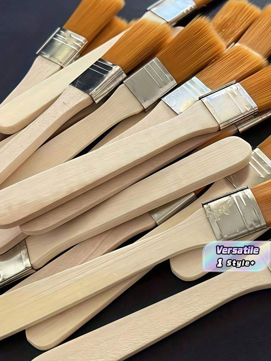 10Pcs Premium Paint Brush Set With Wooden Handles - Multi-Purpose Art Brushes For Acrylic, Oil, Gouache & Electronics Cleaning, Durable Nylon Fiber Bristles, Ideal For Artists Projects - A - View 1