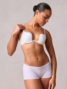 Veilyse Sujetador con aro y tirantes ajustables de color sólido, lencería para el verano - Blanco - Ver 1