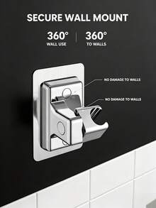 1Pc Drill-Free Handheld Shower Head Bracket, Wall Mount Adjustable Base For Shower Sprayer. Clean & Dry Wall Surface Before Sticking, Peel Off Film, Press Firmly To Expel Air. Leave 24hrs For Stable Adhesion. - multicolor - View 4
