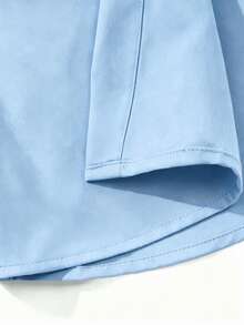 Manfinity Dauomo Men's Solid Color Button-Front Short Sleeve Shirt, Summer - Baby Blue - View 5