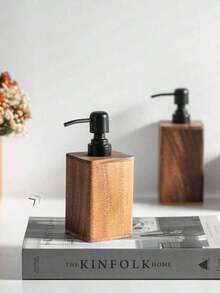 Leean Vintage Wooden Soap Dispenser, Solid Wood Outer Frame Bottle With Black Pump, 7 Oz/17 Oz Refillable Liquid Hand Soap Dispenser Bottle For Liquid Lotion, Bathroom Kitchen Dish Soap Dispensers - Rust Brown - View 6