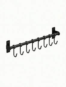 1 pieza Gancho de cocina montado en la pared sin perforación, estante multifuncional para almacenar utensilios de cocina del hogar. - Negro - Ver 12