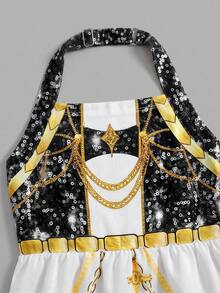 SHEIN 女童休閒時尚波點掛脖 A 字洋裝 - 白色 - 查看 7