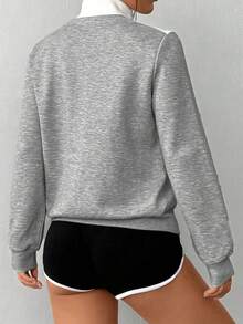 SHEIN Mesh Colorblock Patchwork Fashion Casual Sports Jacket, Suitable For Spring And Autumn Wear - Light Grey - View 2