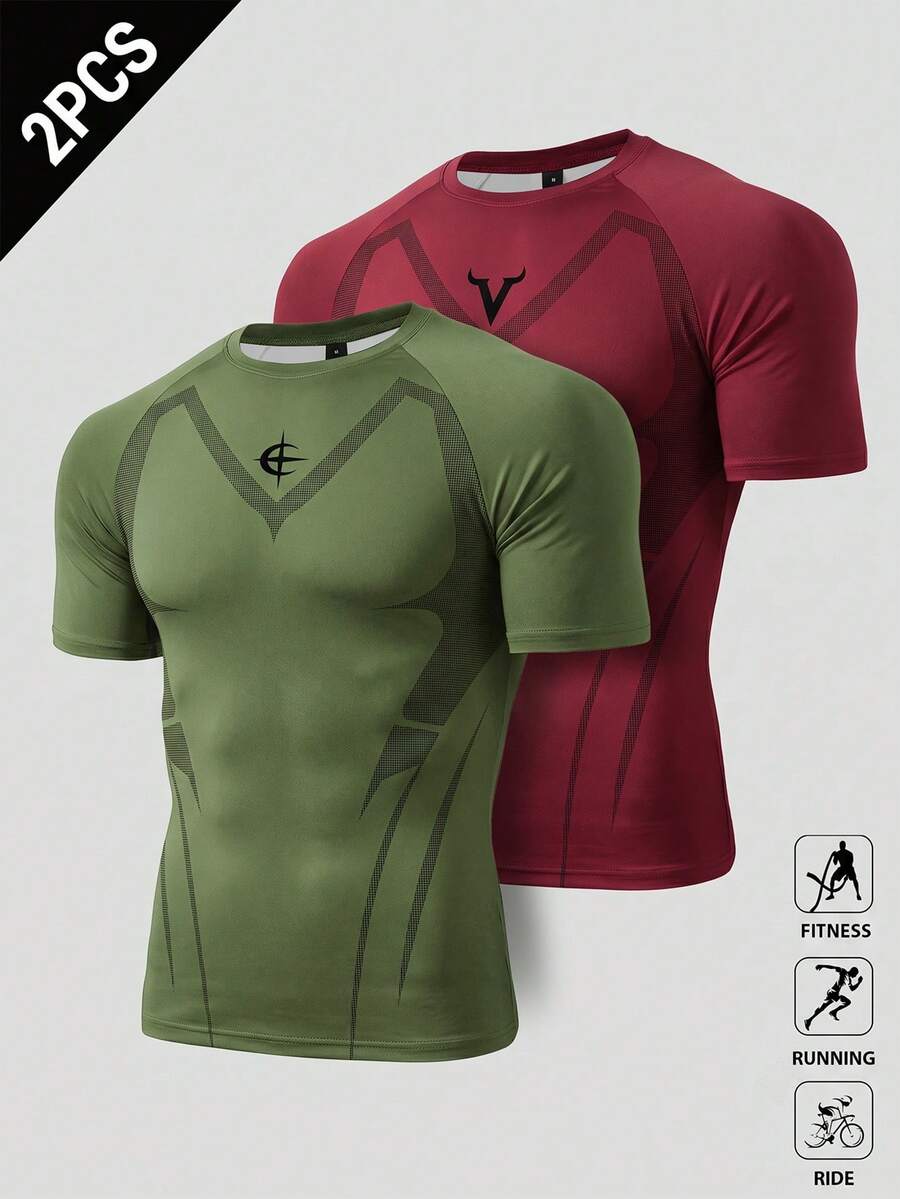 Gym Rark Camiseta deportiva de manga corta con estampado geométrico y mangas raglán para hombre - Multicolor - Ver 1