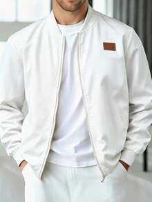 Manfinity Homme Men's Casual Versatile Jacket For Spring And Autumn - White - View 1