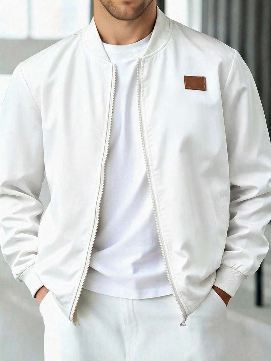 Manfinity Homme Men's Casual Versatile Jacket For Spring And Autumn - White - View 1